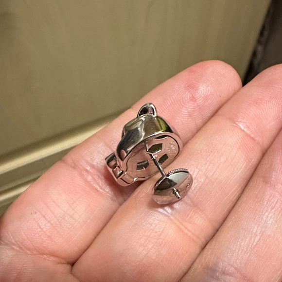 Silver color Panther Stud Earrings - Picture 3 of 3